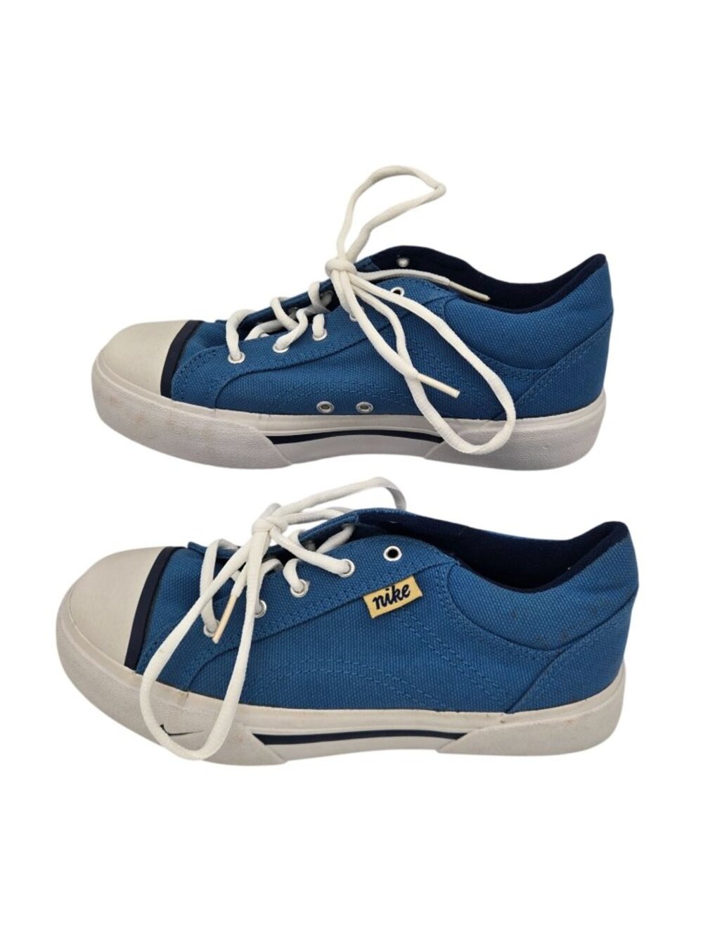 Nike Canvas Blue Sneakers Size 4Y White Rubber Toe & Sole Youth Shoes Casual